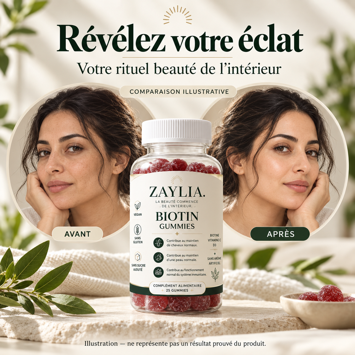 ZAYLIA Biotin Gummies — Cheveux, peau & ongles