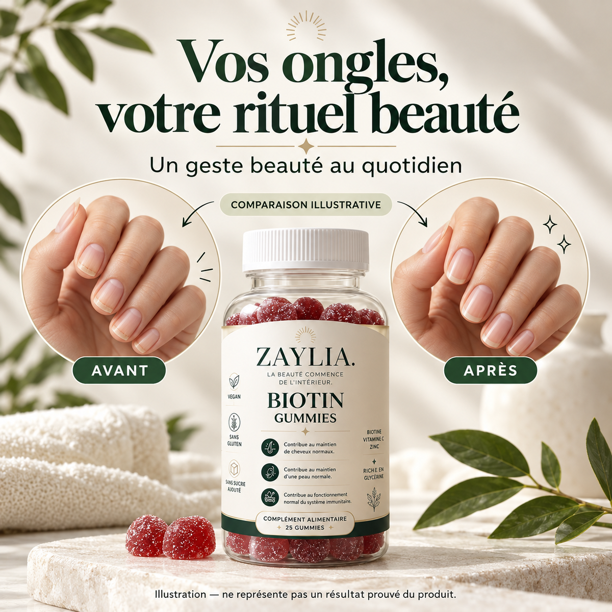 ZAYLIA Biotin Gummies — Cheveux, peau & ongles